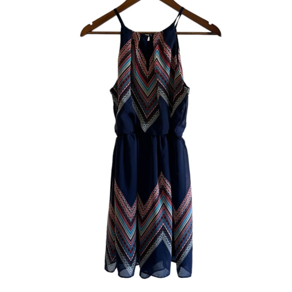 by & by Navy Print Mini Dress